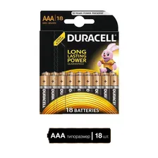 Батарейки Duracell AAA 1.5B LR03 (Basic), 18шт в блистерной упаковке
