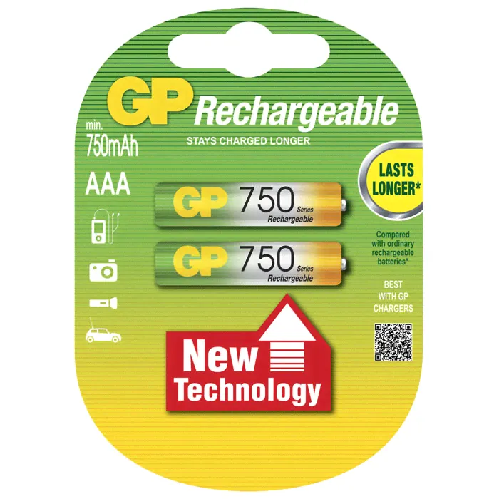 Аккумулятор GP Rechargeable, AAA, 750 мА·ч, 2 шт-0