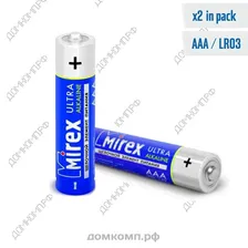 Батарейка AAA Mirex LR03-E2 (LR03, щелочная, 1.5 В, 2 шт)