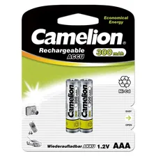 Camelion AAA- 300mAh Ni-Cd BL-2 (NC-AAA300BP2, аккумулятор,1.2В) (упак. 2 шт.)