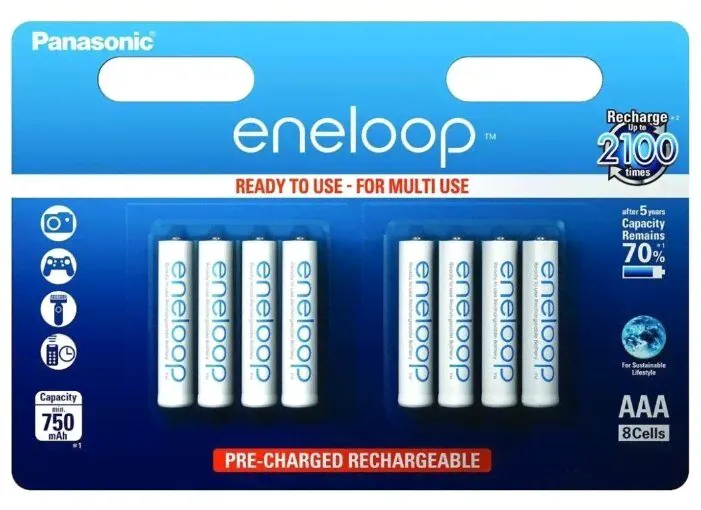 Аккумулятор Ni-Mh 750 мА·ч Panasonic eneloop AAA 8 шт блистер