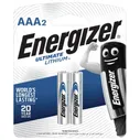 Батарейки ENERGIZER Ultimate Lithium, AAA (FR03, 24А), литиевые,КОМПЛЕКТ 2 шт., в блистере, 639170
