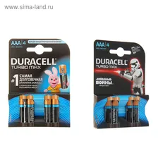Батарейка алкалиновая Duracell Turbo Max, AAA, LR03-4BL, 1.5В, блистер, 4 шт.