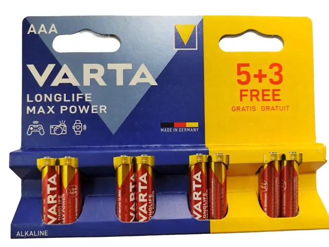 Батарейка VARTA LONGLIFE MAX POWER 4703 LR03 AAA MN2400 BL8-0