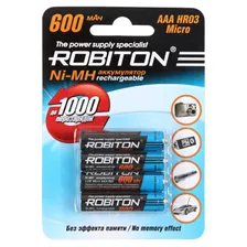 Pkcell Robiton Аккумулятор Robiton Ni-MH AAA 600mAh BL4, 4шт (600MHAAA-4) аккумуляторы и батарейки
