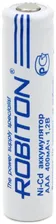 Аккумулятор AAA 1.2V 400 mAh, Ni-Cd, Robiton, плоский контакт