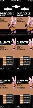 Батарейка Duracell Simply AAA (LR03) алкалиновая, 4BL/298387