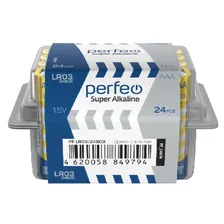 Батарейки Perfeo LR03 AAA Super Alkaline алкалиновые (щелочные) мизинчиковые, 24шт, 1.5V