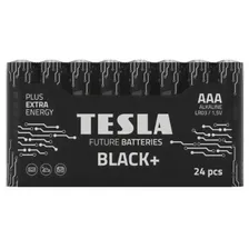 Батарейки Tesla BLACK AAA+ 24ks Alkaline AAA (LR03, минипальчиковая, термоусадочная плёнка/24ks)