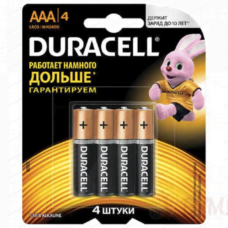 Батарейки DURACELL Basic, AAA (LR03, 24А), алкалиновые, КОМПЛЕКТ 4 шт., в блистере, MN 2400 AAA LR3-0
