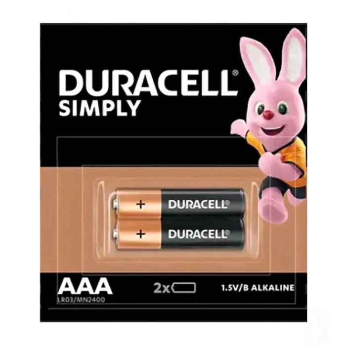 Батарейки щелочные Duracell Simply AAA LR03 1,5V 2шт-0