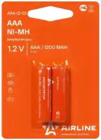 Батарейки Aaa Hr03 Аккумулятор Ni-Mh 1200 Mah 2шт. AIRLINE арт. AAA-12-02