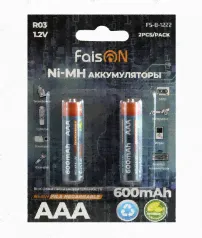 Аккумулятор AAA FaisON, R03-2BL, FS-B-1222, 600mAh, (2/20/200)-0