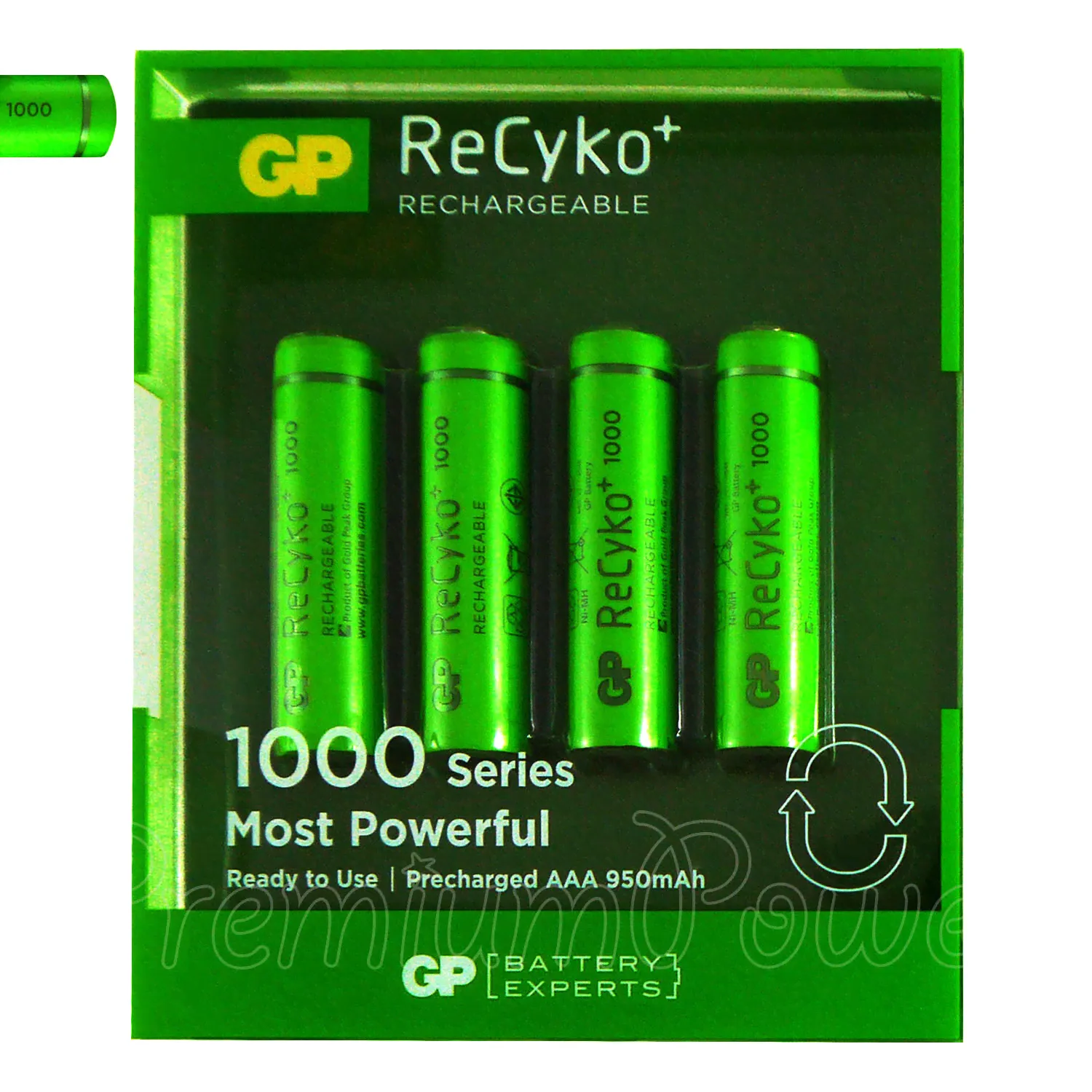 Аккумулятор 4 x GP AAA Recyko+ batteries 1000 Series 950mAh NiMH LR03 DX2400 Phone Pack of 4