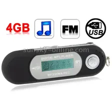 4GB MP3 Player with LCD Screen, Support FM Radio, Work with AAA battery, Use as USB Flash Disk(Black)