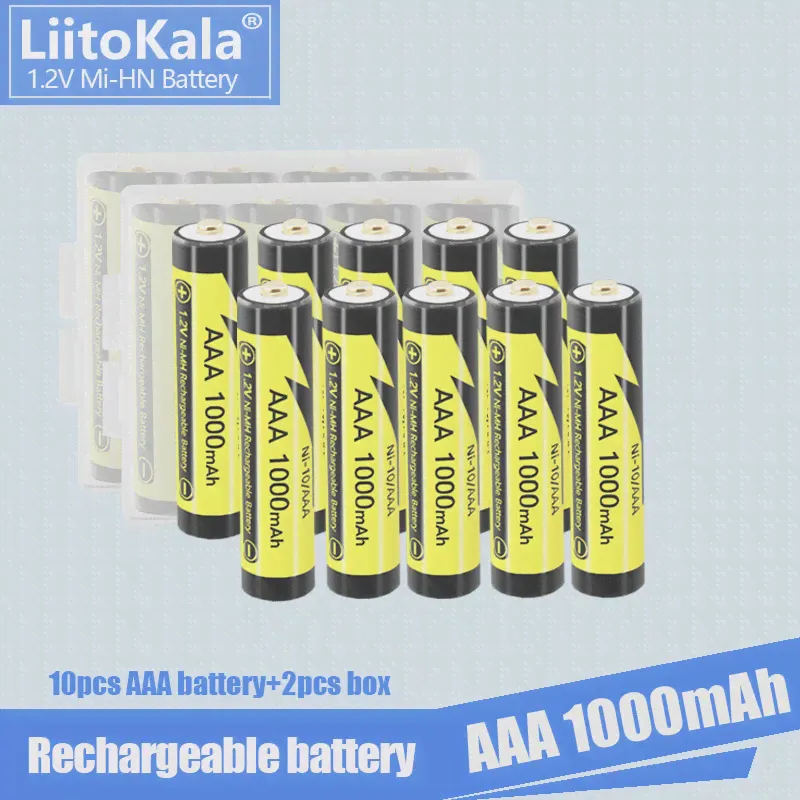 10шт LiitoKala 1.2v NI-MH AAA аккумулятор 3A 1000MAH Аккумуляторная батарея aaa nimh аккумуляторные батареи rechargea для игрушек-фонариков