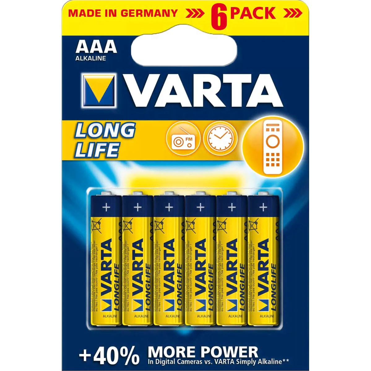 Батарейка AAA(LR03) VARTA LongLife упак 6шт./1,5В. щелочные-0