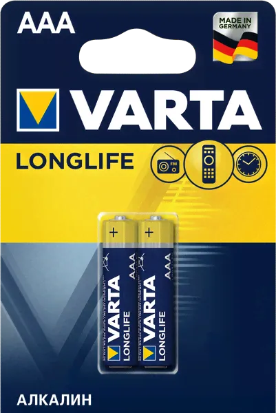 Батарейки VARTA LONGLIFE AAA бл. 2 (рус.)