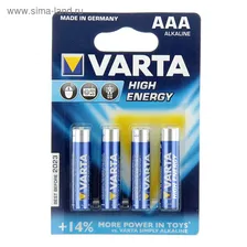 Батарейка алкалиновая Varta HIGH ENERGY AAA набор 4 шт