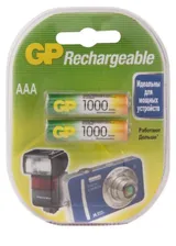 Аккумулятор GP R03 AAA NI-MH 1000mAh BL2, упаковка 2 шт.