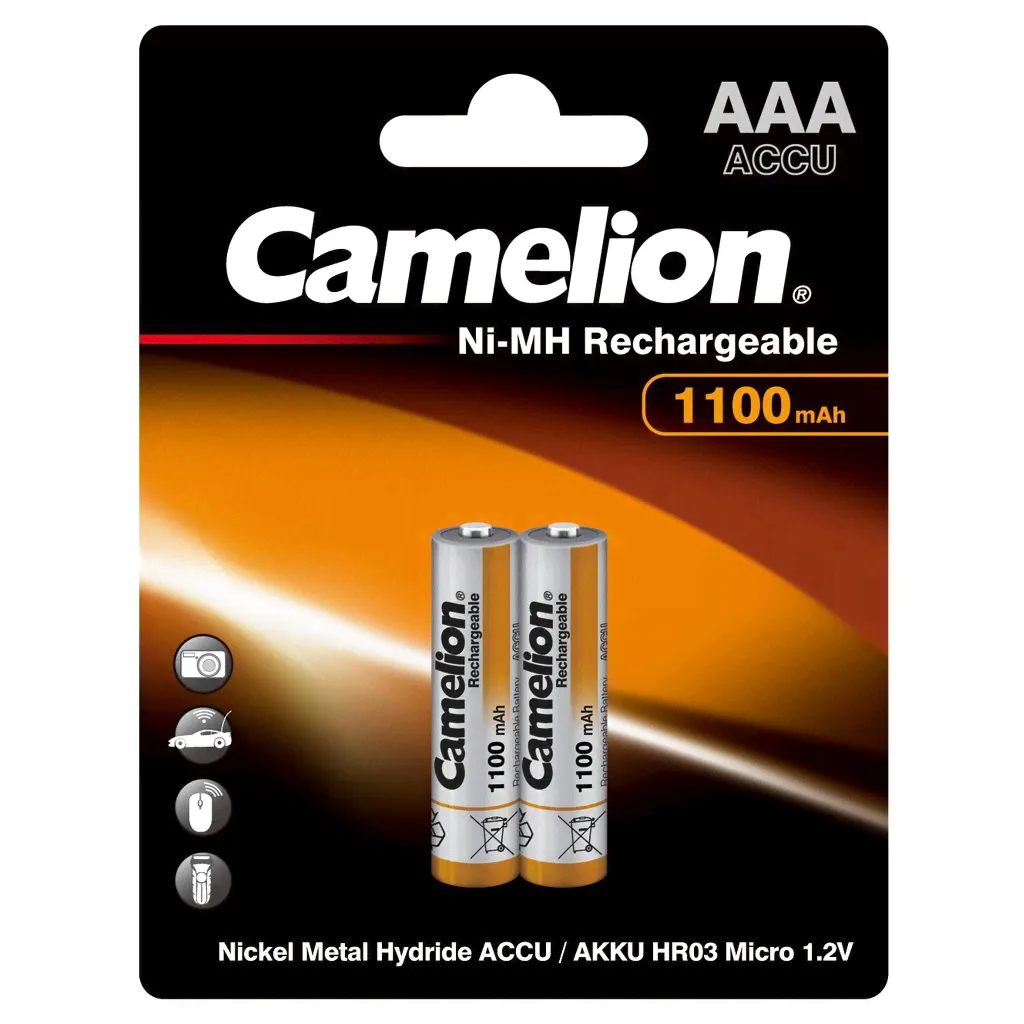 Camelion AAA-1100mAh Ni-Mh BL-2 (NH-AAA1100BP2, аккумулятор,1.2В) (упак. 2 шт.)-0
