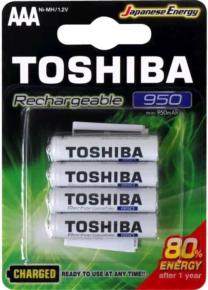 Аккумуляторная батарея Toshiba AAA, емкость аккумулятора 950 мАч, предварительно заряженная, готовая к использованию, низкий уровень саморазряда, белы-0