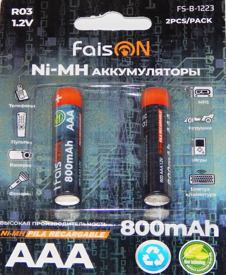 Аккумулятор AAA FaisON, 800mAh, 1.2V Ni-MH, цена за 1 штуку-0
