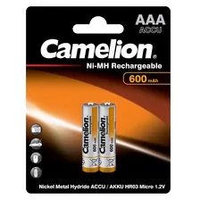 Camelion AAA- 600mAh Ni-Mh BL-2 (NH-AAA600BP2, аккумулятор,1.2В) (упак. 2 шт.)