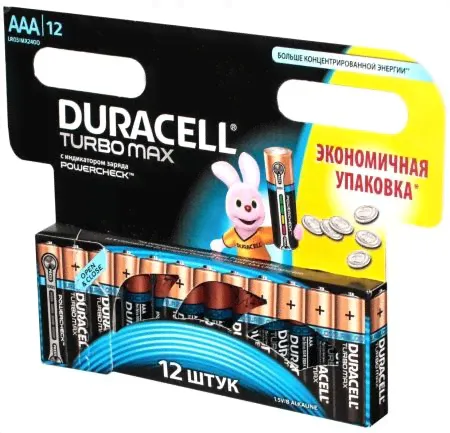 Элемент питания (батарейка) Duracell Turbo MAX LR03/AAA 286 BL12 ib12632