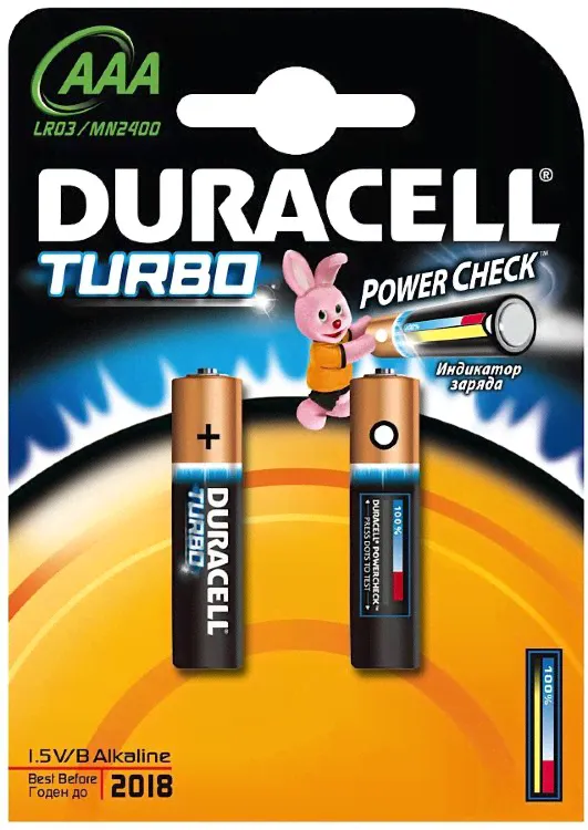 Батарейка Duracell TURBO AAA (LR3, мизинчиковая)
