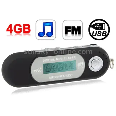 4GB MP3 Player with LCD Screen, Support FM Radio, Work with AAA battery, Use as USB Flash Disk(Black)