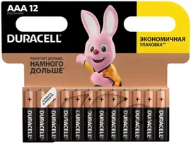 Батарейки алкалиновые Duracell Basic AAA LR03/MN2400 12шт. 109254