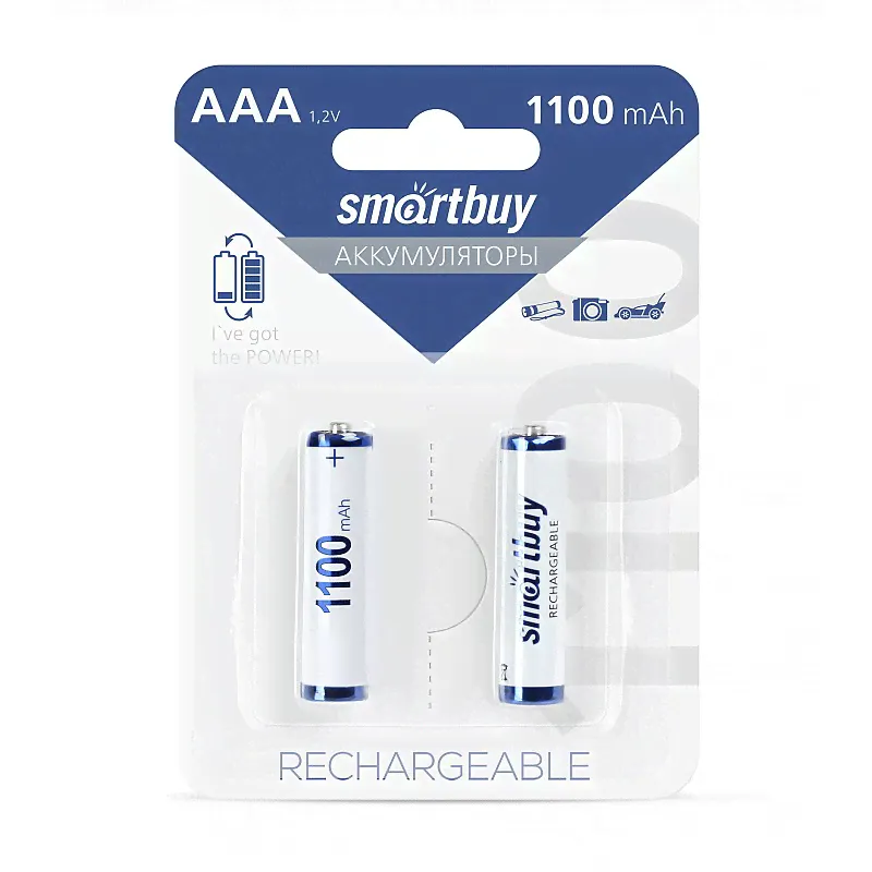 Аккумулятор NiMh Smartbuy AAA/2BL 1100 mAh (24/240) (SBBR-3A02BL1100) (цена за упаковку, 2 шт)-0